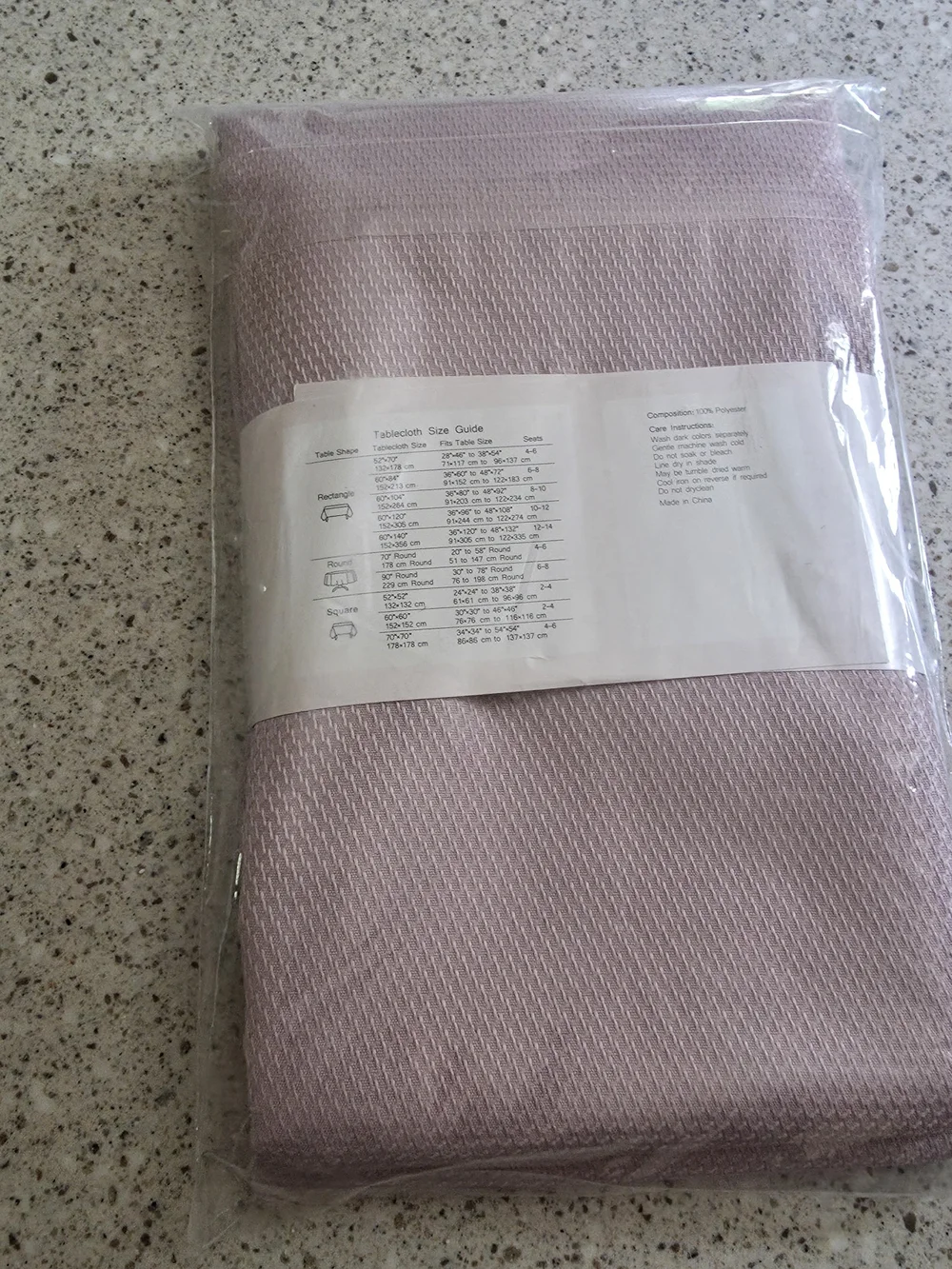 New In Pkg Dusty Pink Tablecloth